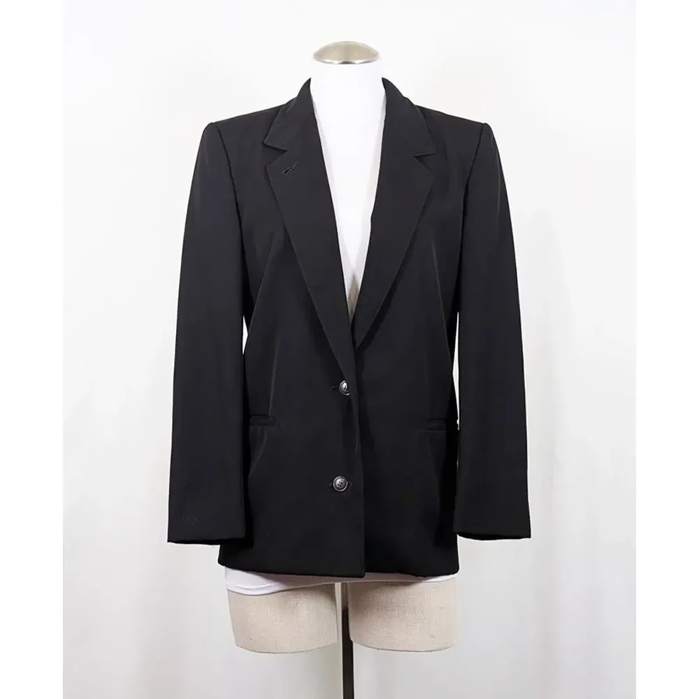 Vintage 70s Skirt Suit Calvin Klein Black Jacket Business Size 8 10 IGLWU - Picture 2 of 16